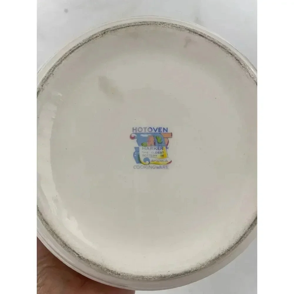 VTG Floral Casserole‎ Dish with Lid Harker Cookingware Hot Oven 1930s